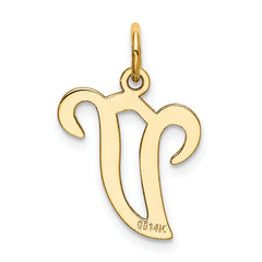 14K Yellow Gold Initial V Charm