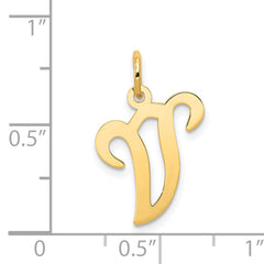 14K Yellow Gold Initial V Charm