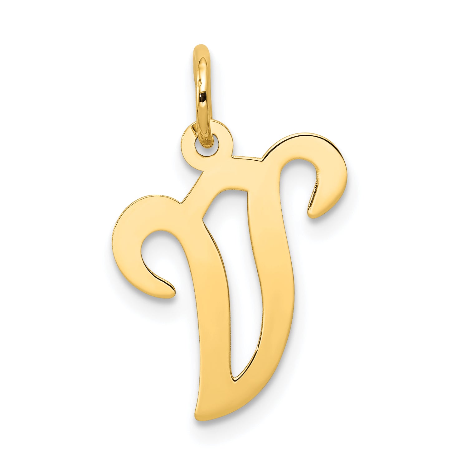 14KY Script Letter V Initial Charm Main image