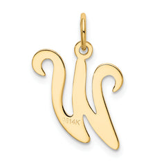 14K Yellow Gold Initial W Charm