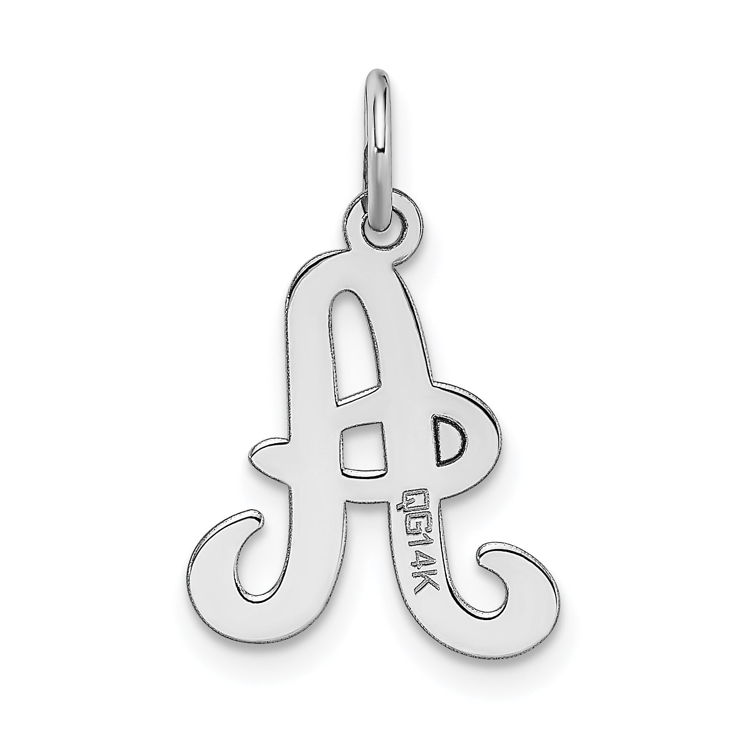 14KW White Gold Script Letter A Initial Charm