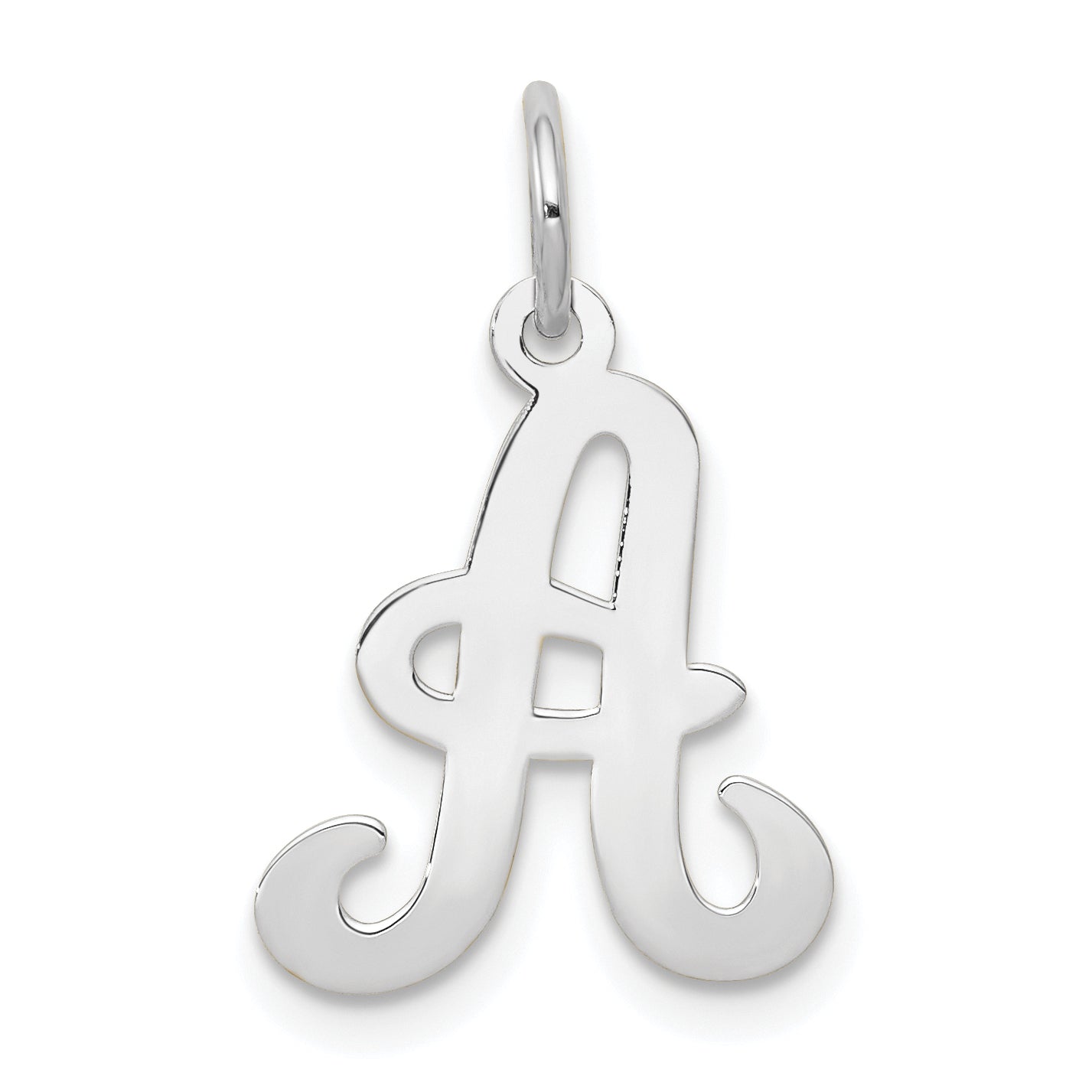 14KW White Gold Script Letter A Initial Charm