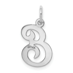 14K White Gold Initial E Charm