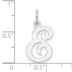 14K White Gold Initial E Charm