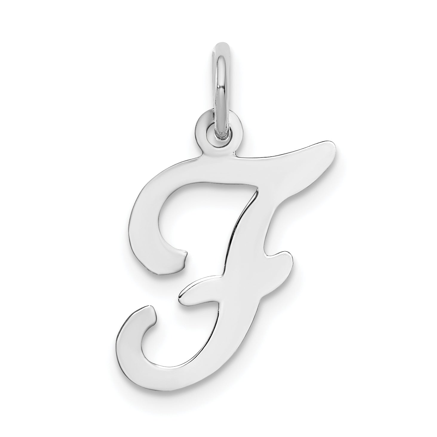 14KW White Gold Script Letter F Initial Charm Main image
