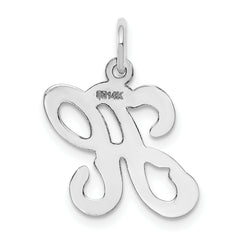 14K White Gold Initial H Charm