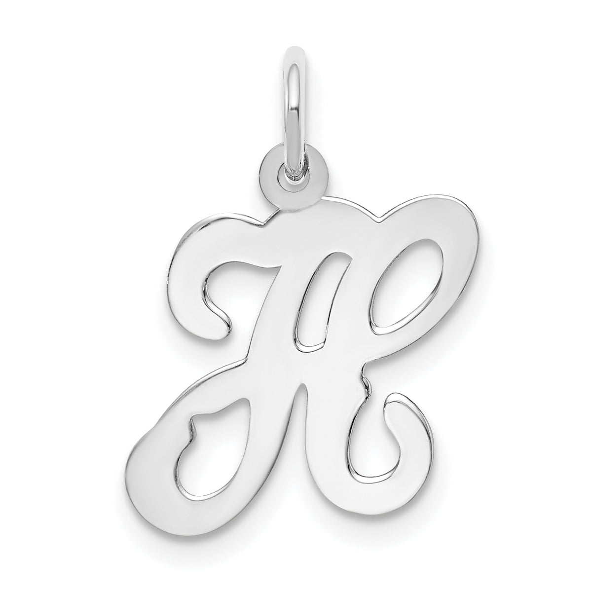 14KW White Gold Script Letter H Initial Charm