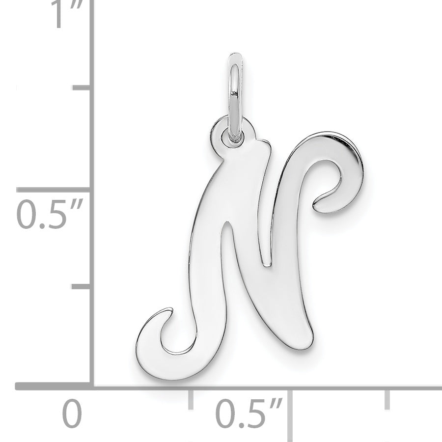 14K White Gold Initial N Charm