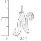 14K White Gold Initial N Charm