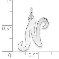 14K White Gold Initial N Charm