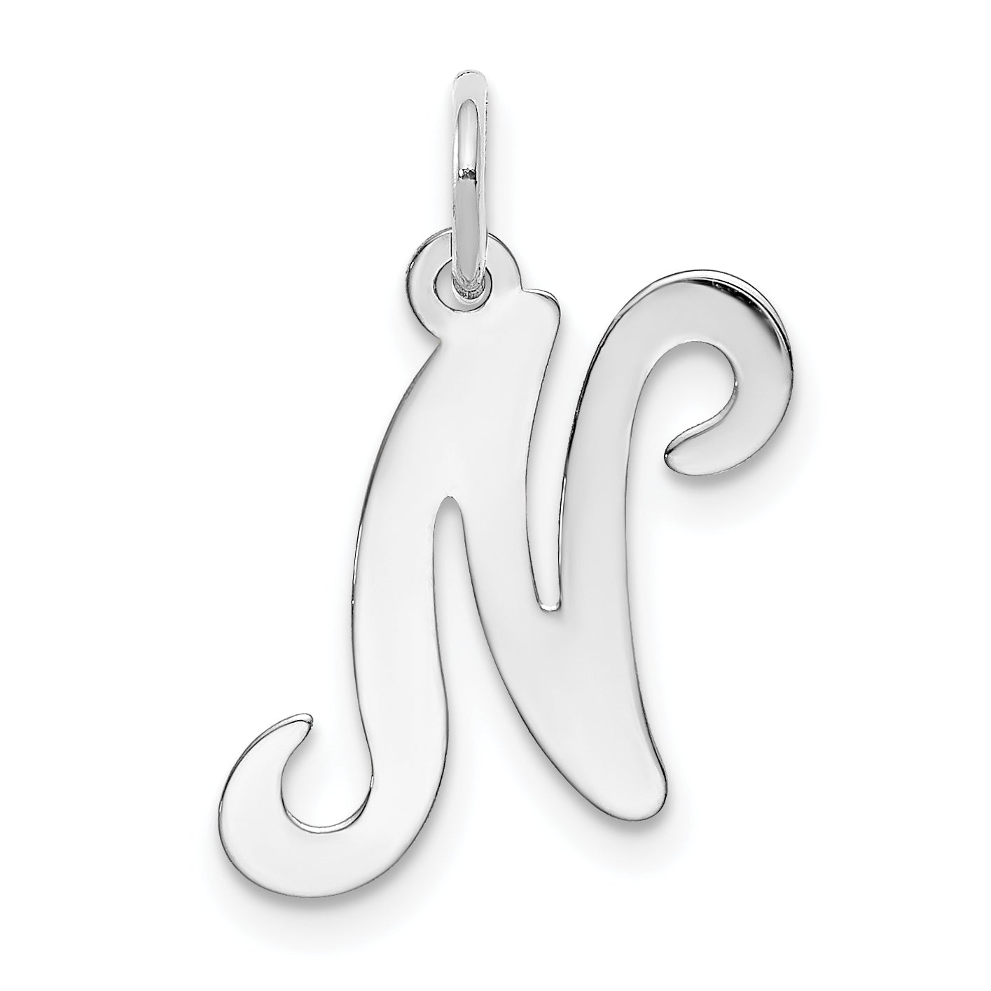 14KW White Gold Script Letter N Initial Charm Main image