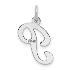 14K White Gold Initial P Charm