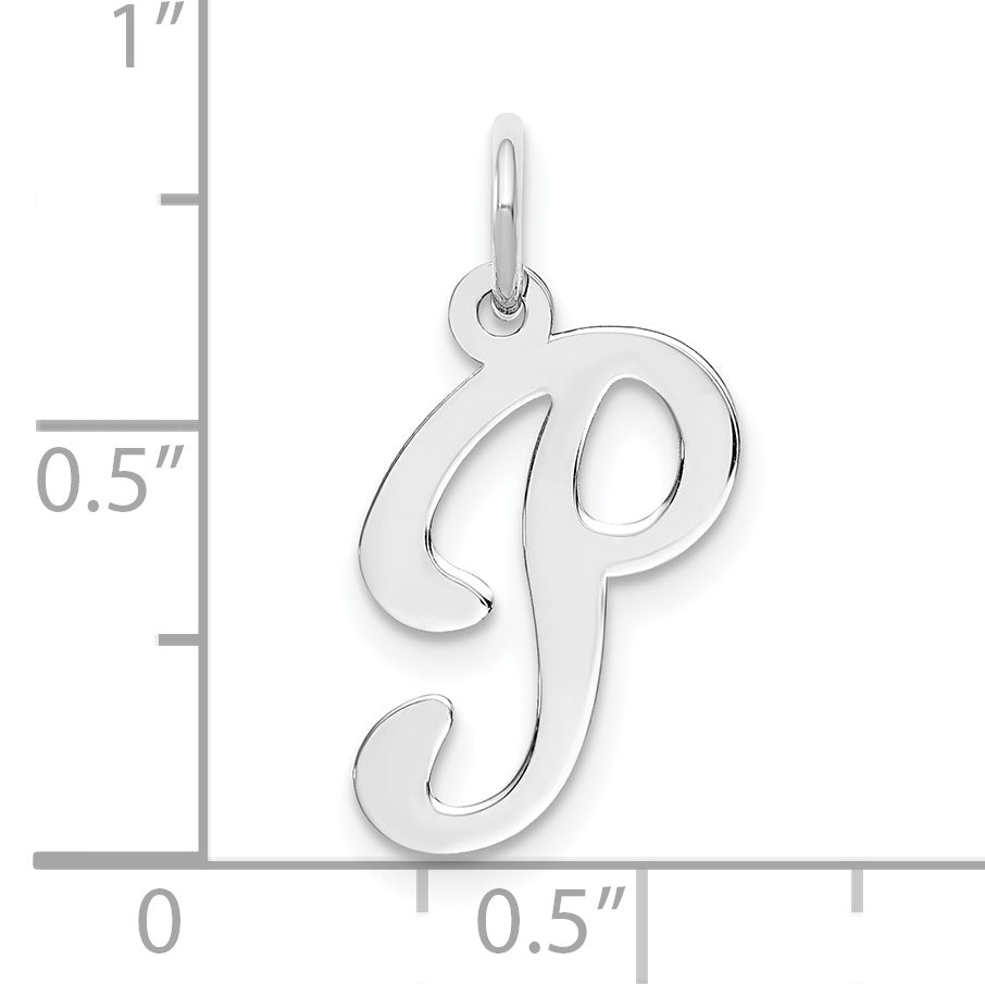 14K White Gold Initial P Charm