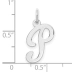14K White Gold Initial P Charm