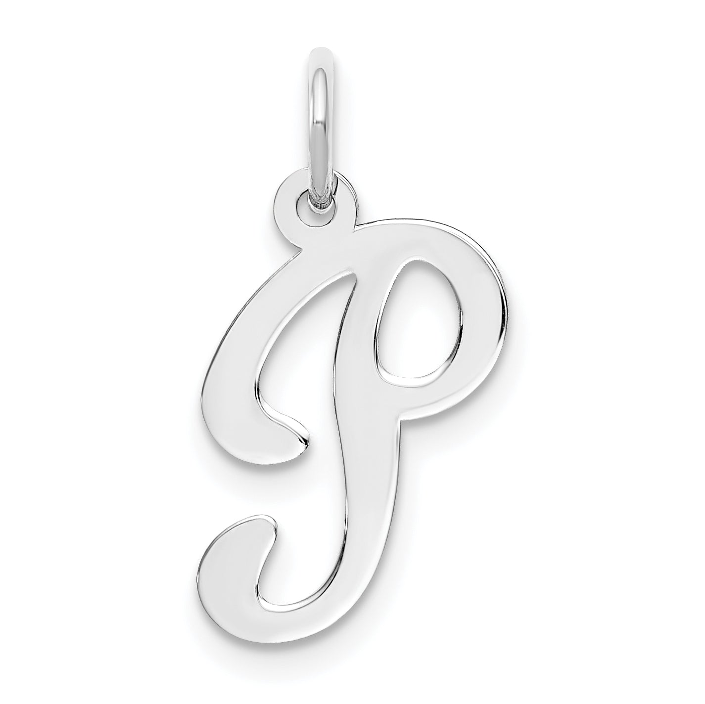 14KW White Gold Script Letter P Initial Charm Main image