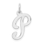 14KW White Gold Script Letter P Initial Charm