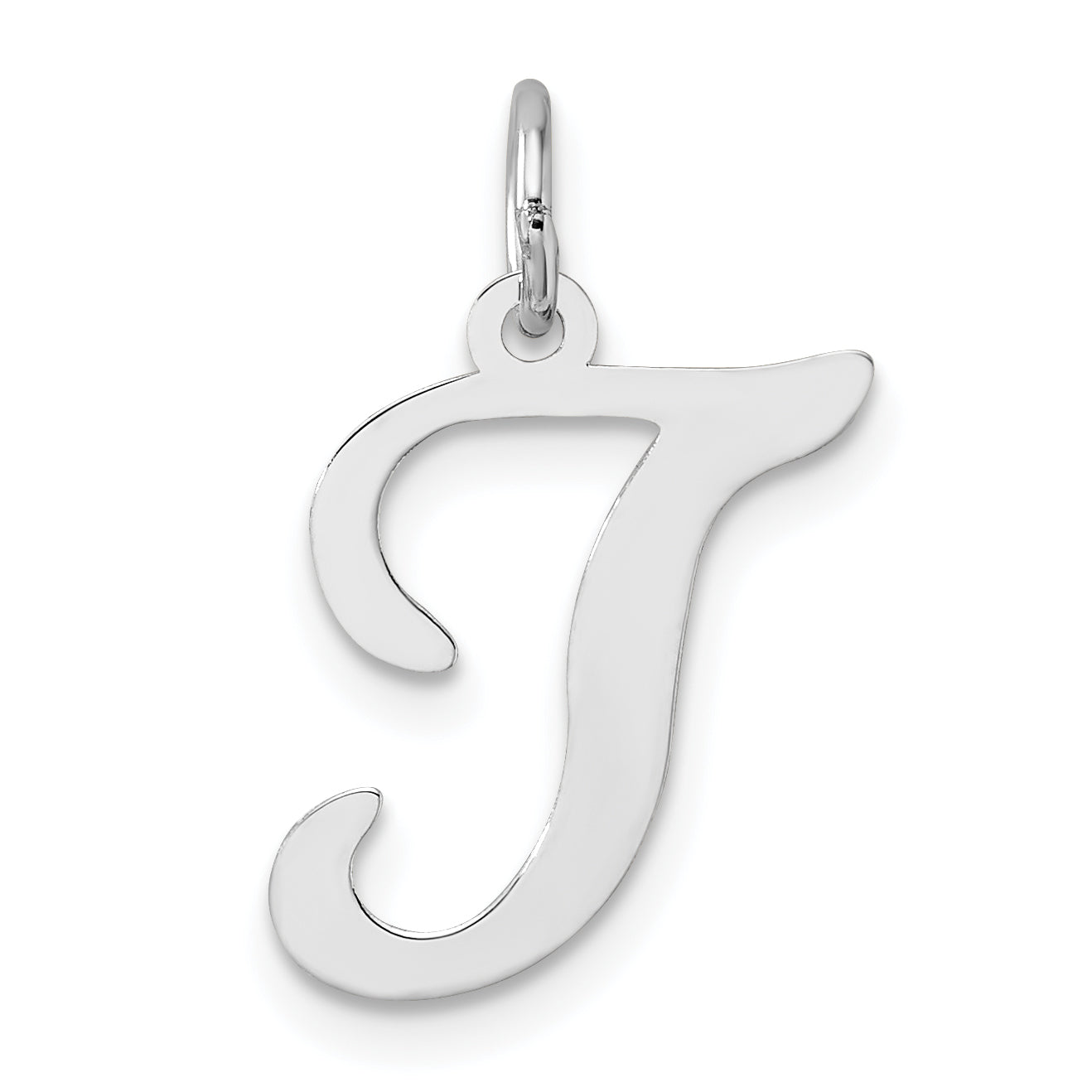 14KW White Gold Script Letter T Initial Charm Main image