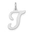 14KW White Gold Script Letter T Initial Charm