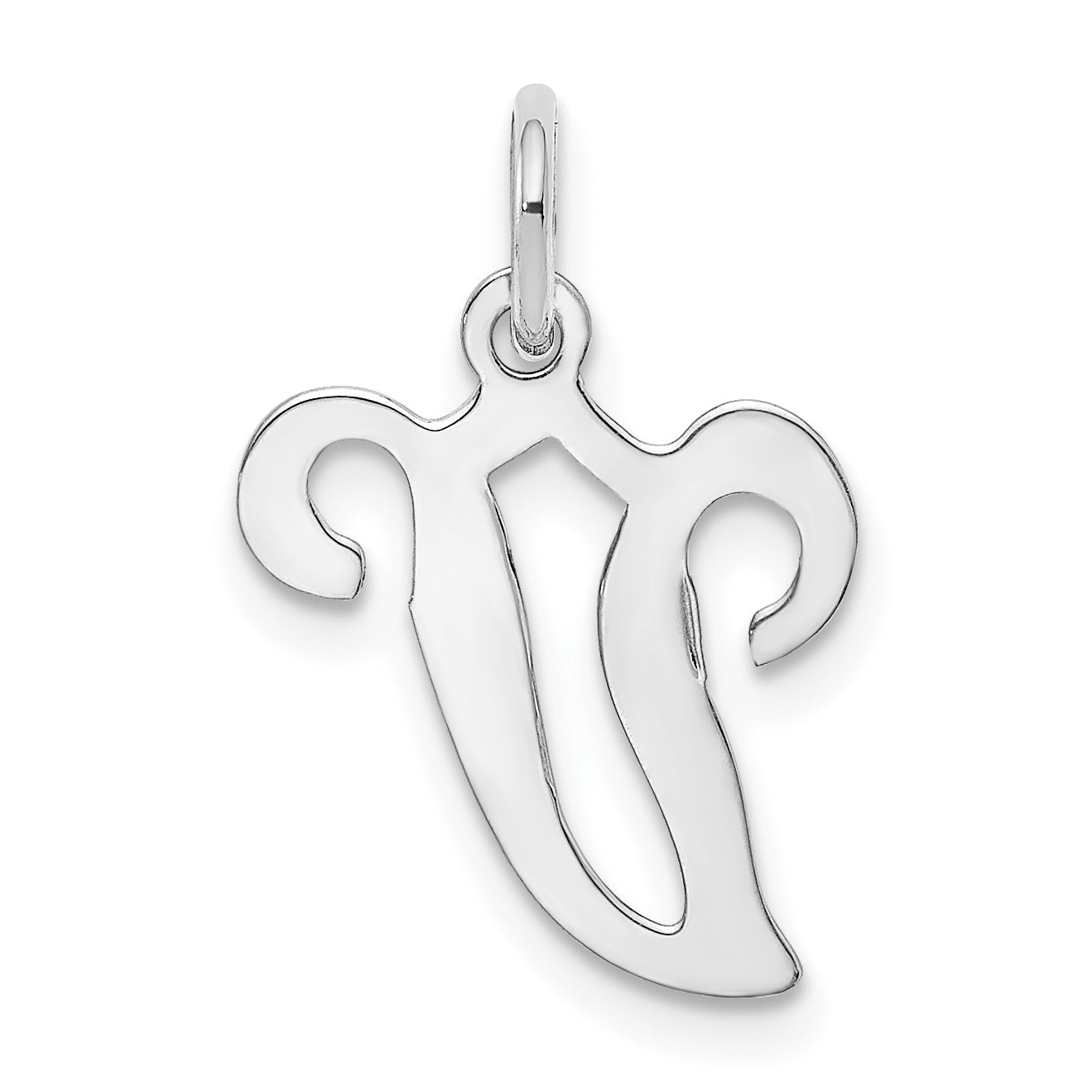 14KW White Gold Script Letter V Initial Charm Main image