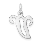 14KW White Gold Script Letter V Initial Charm