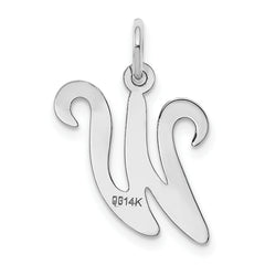 14K White Gold Initial W Charm