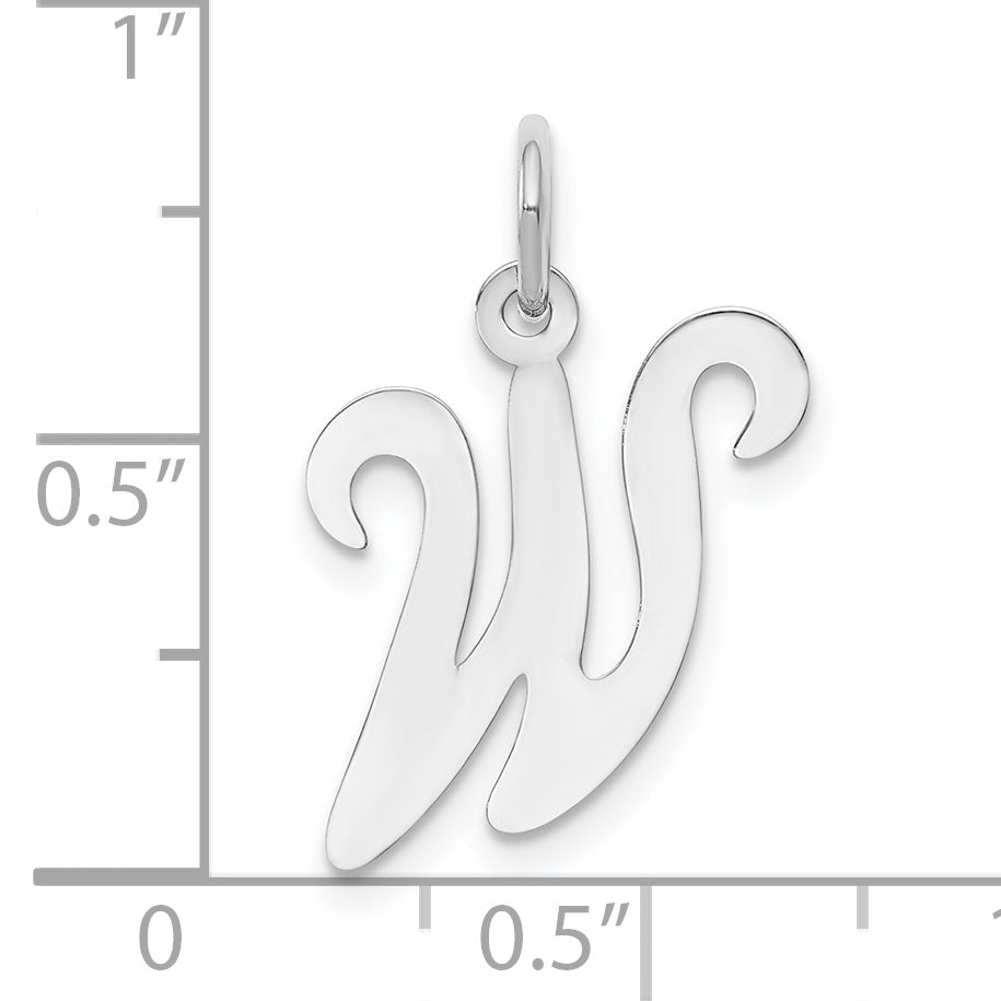14K White Gold Initial W Charm