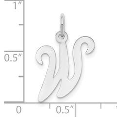 14K White Gold Initial W Charm