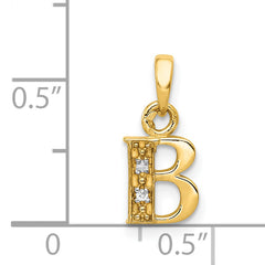 14KY with Rhodium Diamond Letter B Initial Pendant