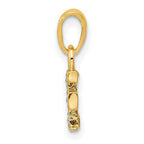 14K & Rhodium Polished .01ct Diamond Initial F Charm