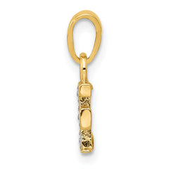 14K & Rhodium Polished .01ct Diamond Initial F Charm