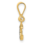 14K & Rhodium Polished .01ct Diamond Initial G Charm