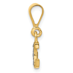 14K & Rhodium Polished .01ct Diamond Initial G Charm