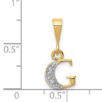 14K & Rhodium Polished .01ct Diamond Initial G Charm