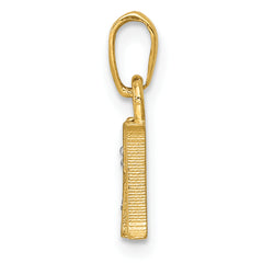14K & Rhodium Polished .01ct Diamond Initial H Charm