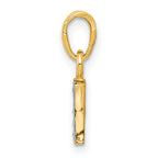 14K & Rhodium Polished .01ct Diamond Initial I Charm