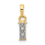 14KY with Rhodium Diamond Letter I Initial Pendant