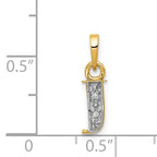 14K & Rhodium Polished .01ct Diamond Initial J Charm