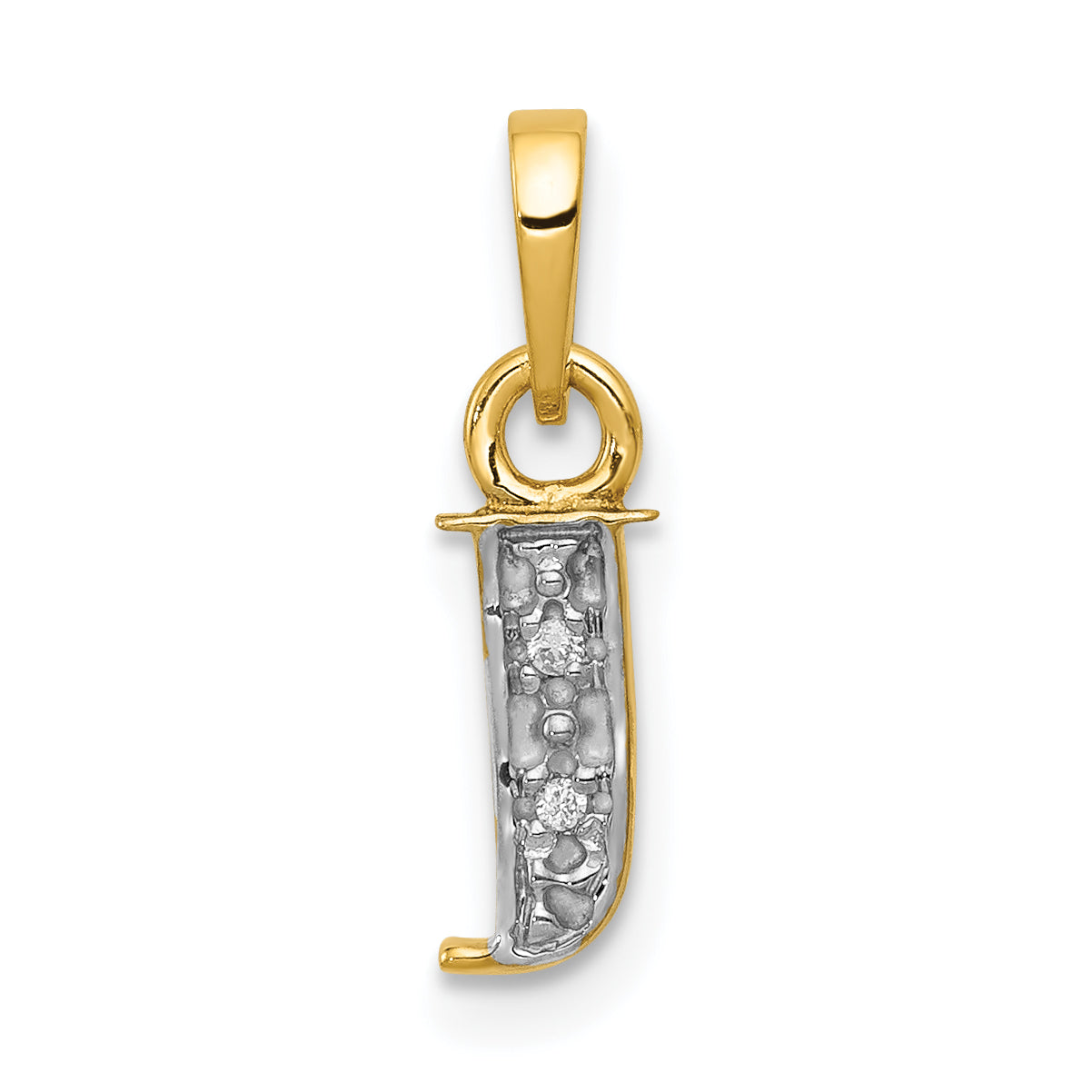 14KY with Rhodium Diamond Letter J Initial Pendant Main image