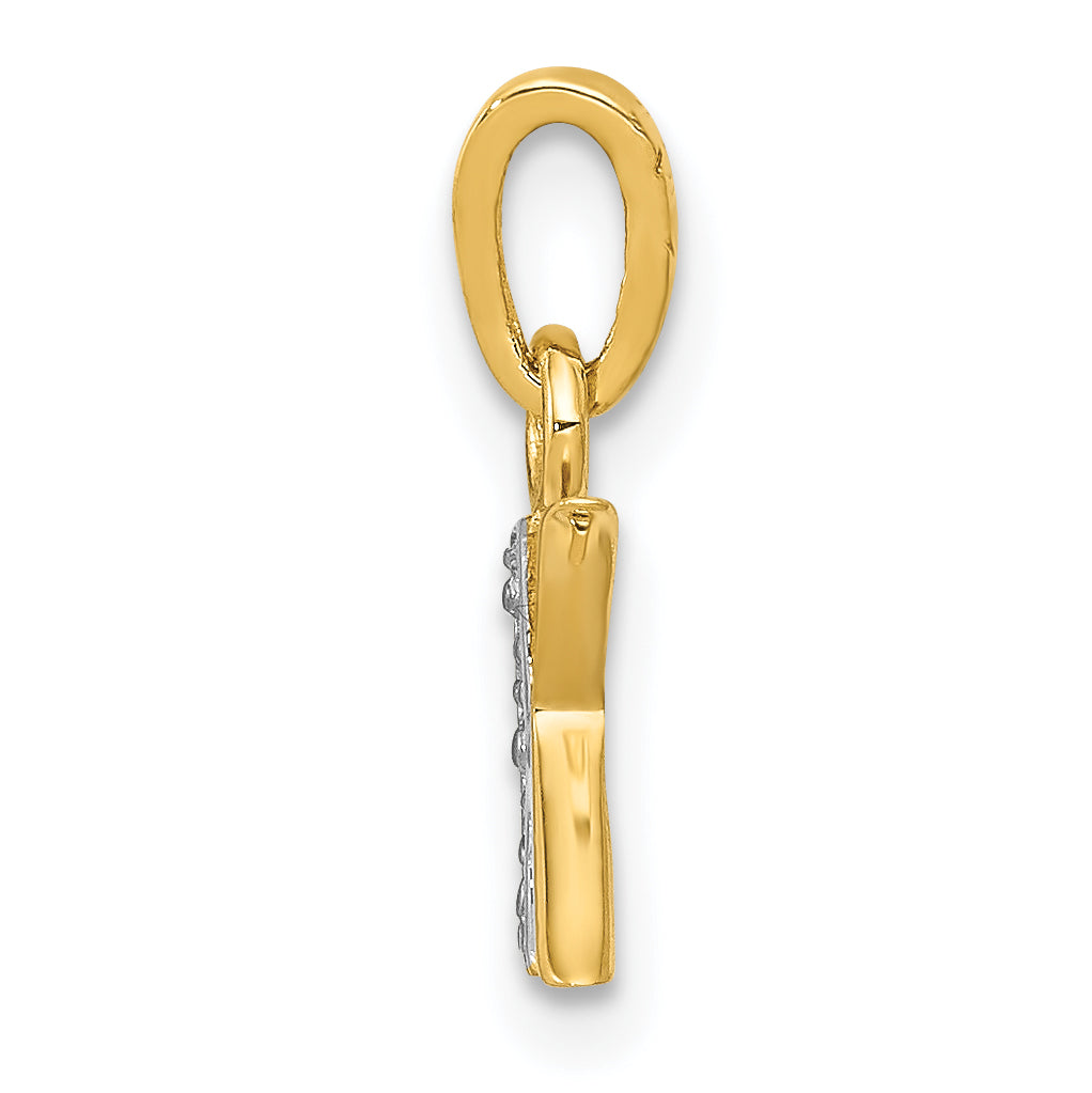 14K & Rhodium Polished .01ct Diamond Initial K Charm Secondary image