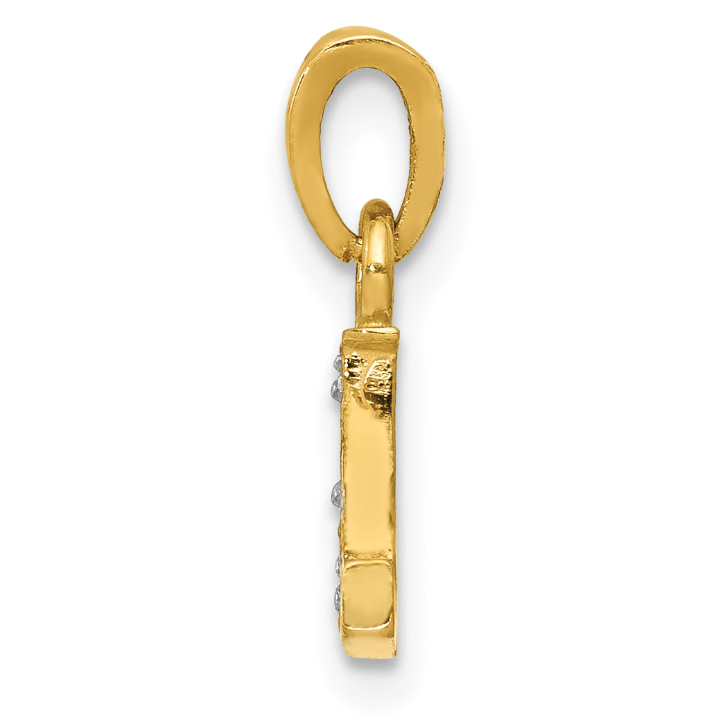 14K & Rhodium Polished .01ct Diamond Initial L Charm