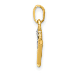 14K & Rhodium Polished .01ct Diamond Initial M Charm