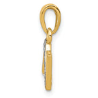 14K & Rhodium Polished .01ct Diamond Initial N Charm
