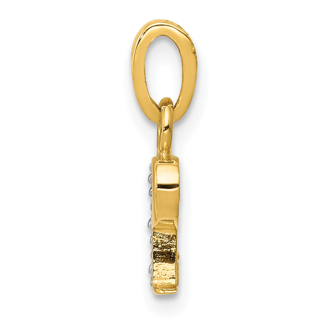 14K & Rhodium Polished .01ct Diamond Initial P Charm