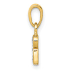 14K & Rhodium Polished .01ct Diamond Initial R Charm