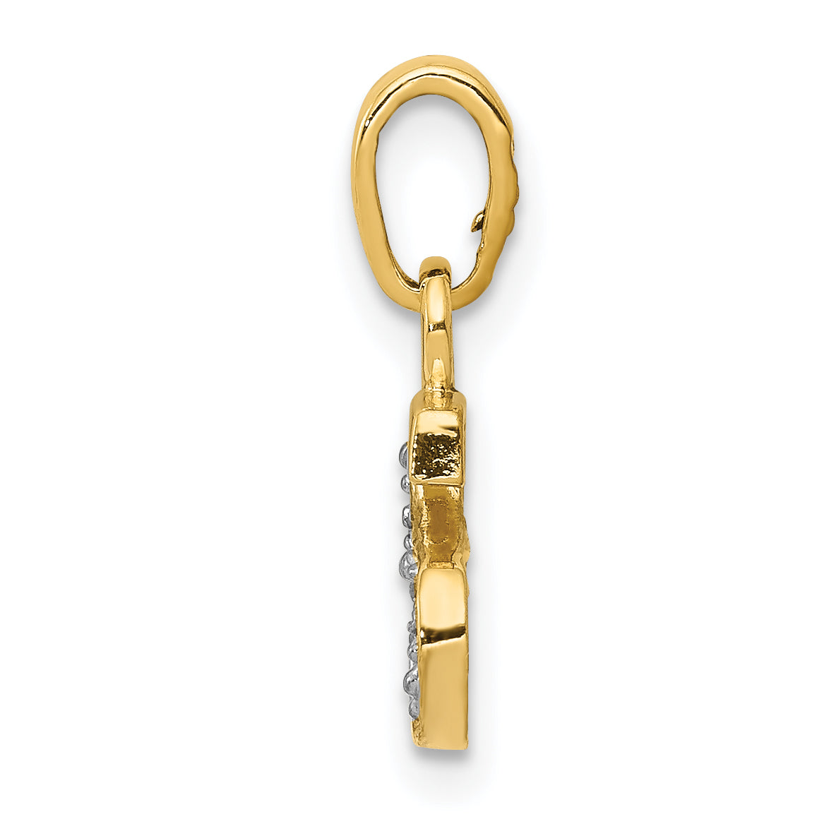 14K & Rhodium Polished .01ct Diamond Initial S Charm Secondary image