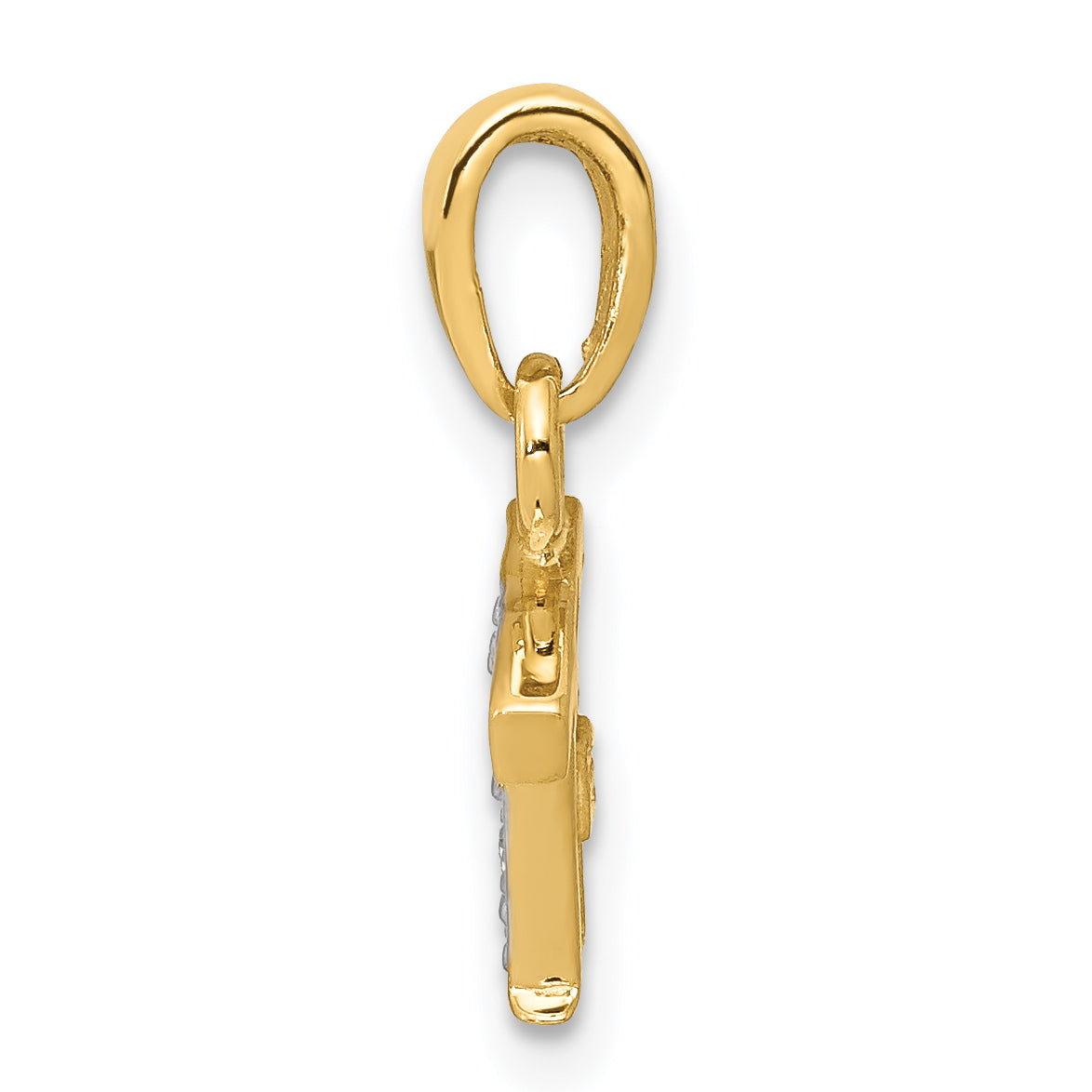 14K & Rhodium Polished .01ct Diamond Initial T Charm Secondary image