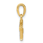 14K & Rhodium Polished .01ct Diamond Initial T Charm