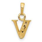 14K & Rhodium Polished .01ct Diamond Initial V Charm
