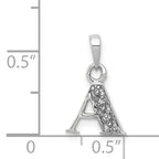 14KW with Rhodium Diamond Letter A Initial Pendant