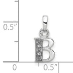 14KW with Rhodium Diamond Letter B Initial Pendant